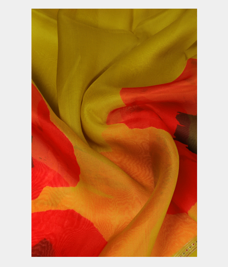 Green Kora Organza Printed Saree T2931614