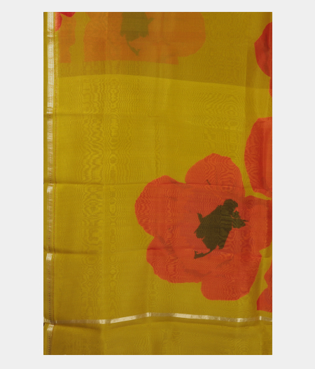 Green Kora Organza Printed Saree T2931615