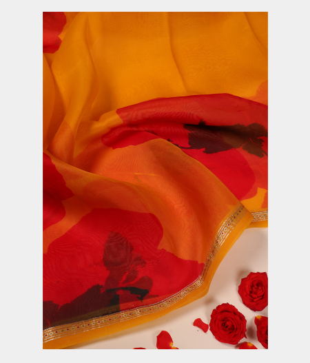 Yellow Kora Organza Printed Saree T293169-image