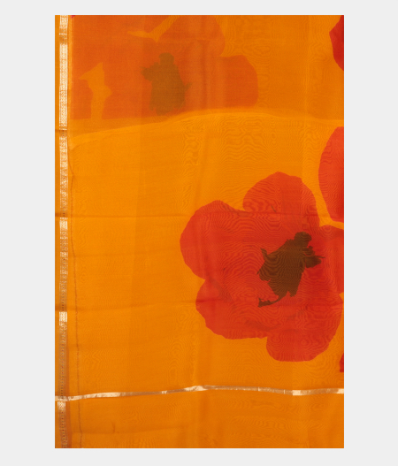 Yellow Kora Organza Printed Saree T2931695