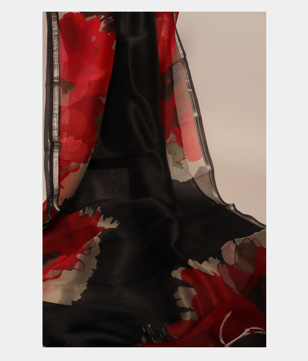 Black Kora Organza Printed Saree T2931642