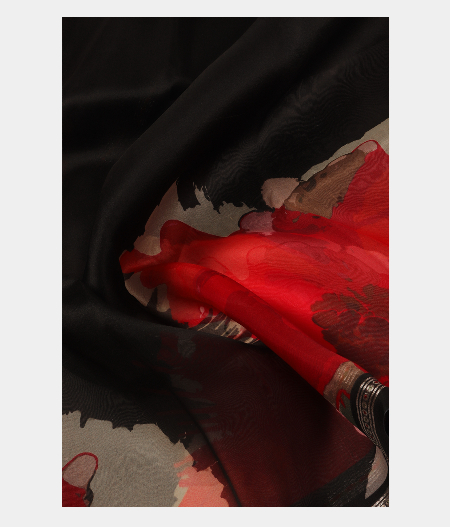 Black Kora Organza Printed Saree T2931644