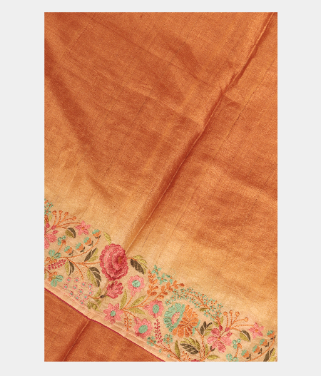 Orange Tussar Embroidery Saree T285888-image