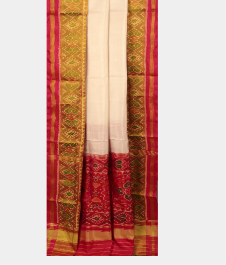 White Patola Silk Saree T2879012