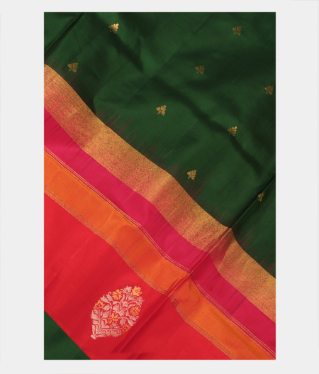 Bottle Green Soft Silk Saree T243287-image