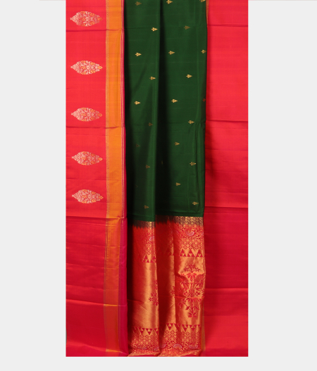 Bottle Green Soft Silk Saree T2432872