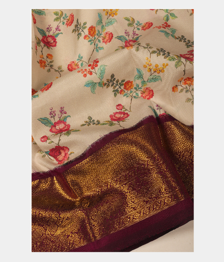 Grey Ikat Silk Saree T2937513