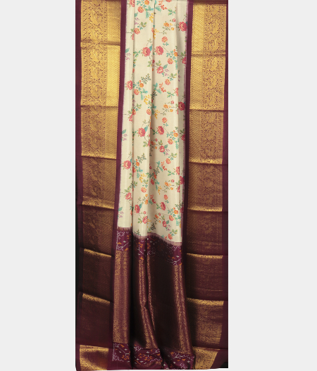 Grey Ikat Silk Saree T2937515