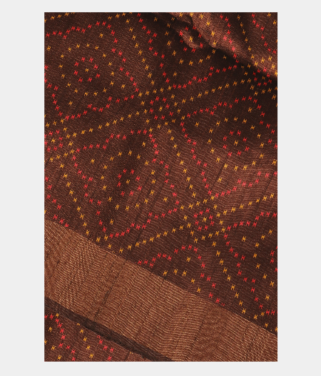 Brown Tussar Printed Saree T279227-image