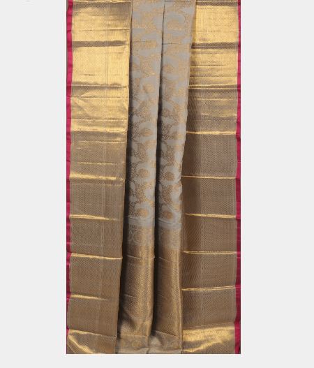 Bluish Grey Handwoven Kanjivaram Silk Saree T2720545