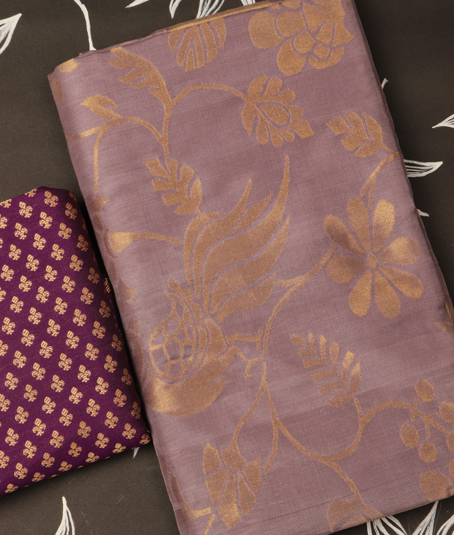 Greyish Lavender Uppada Silk Saree T246057-image