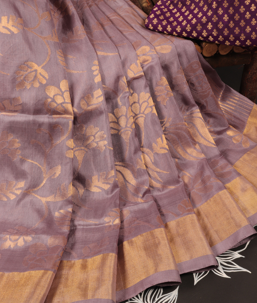 Greyish Lavender Uppada Silk Saree T2460572