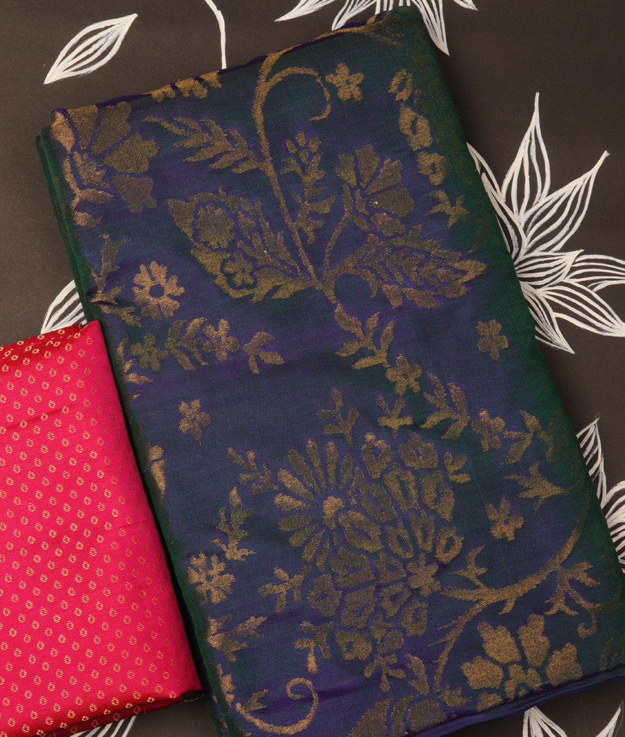 Peacock Blue Uppada Silk Saree T109688-image