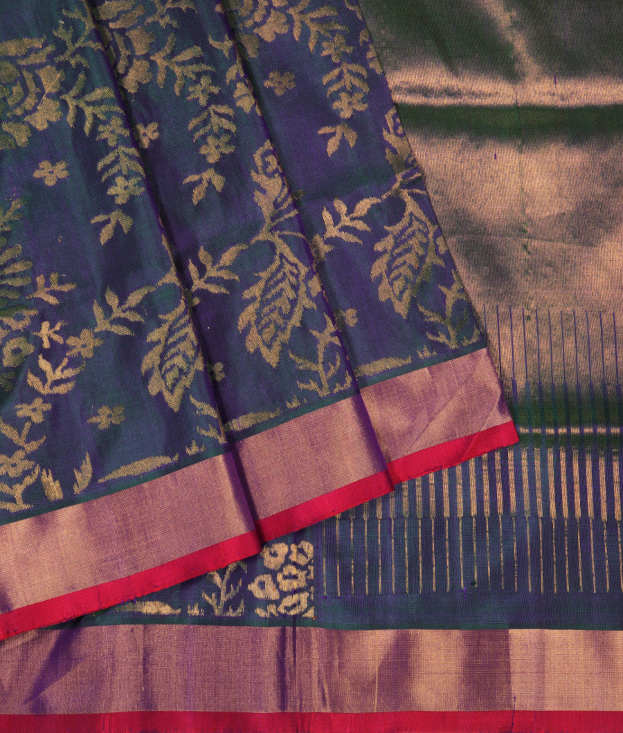 Peacock Blue Uppada Silk Saree T1096883