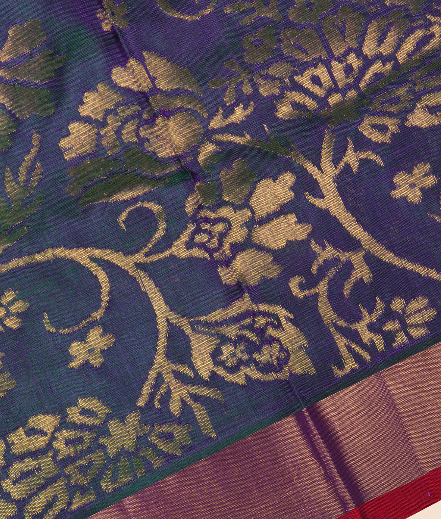 Peacock Blue Uppada Silk Saree T1096886