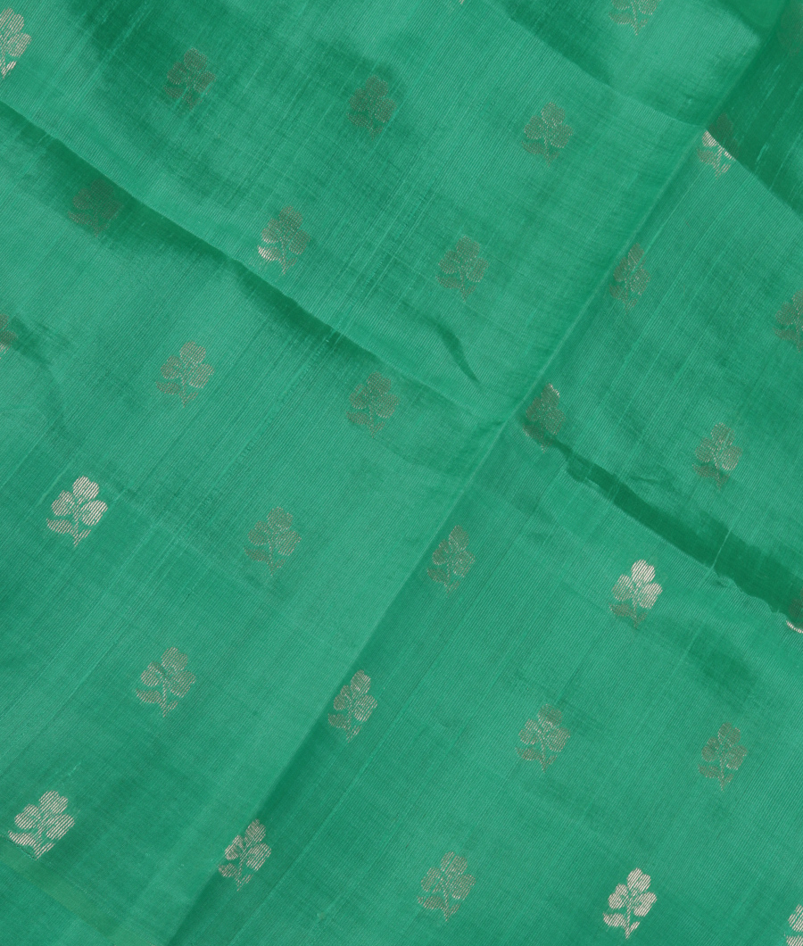 Turquoise Green Woven Raw Silk Saree T282403-image