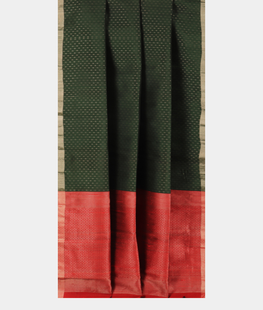 Bottle Green Woven Raw Silk Saree T2823922