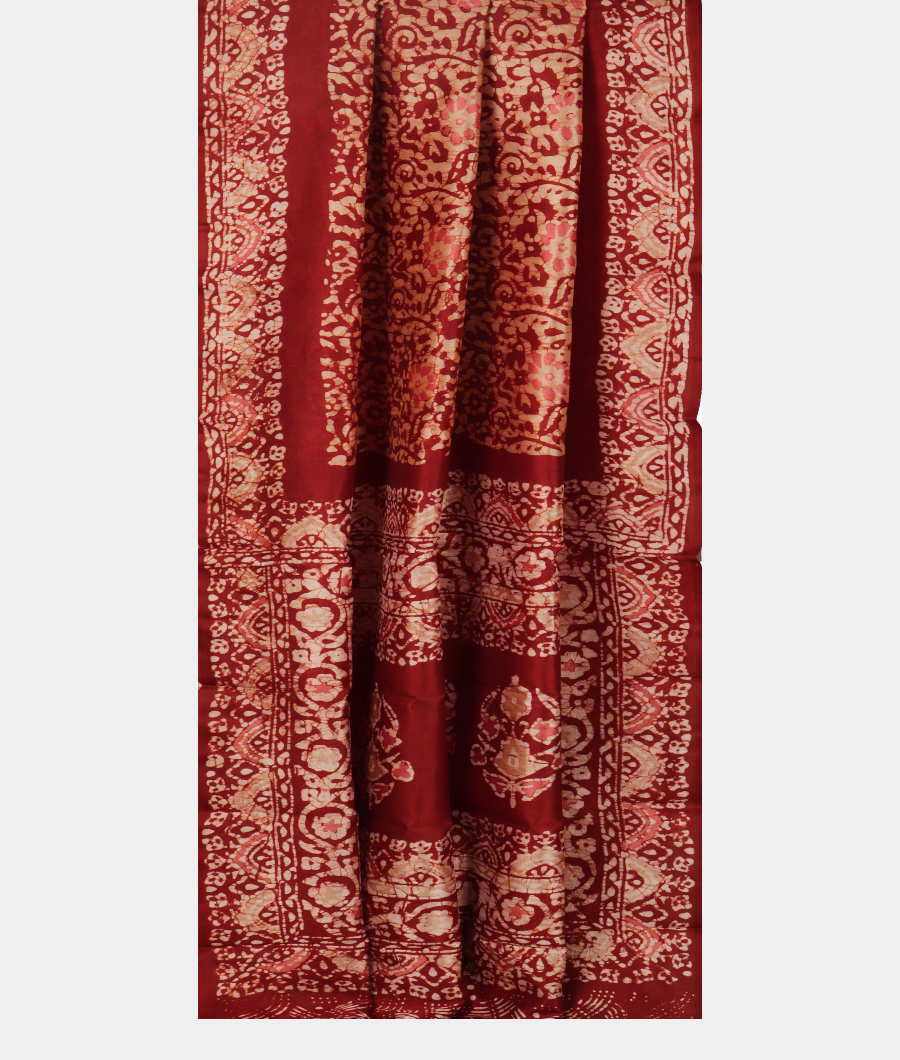 Maroon Printed Raw Silk Saree T1976052