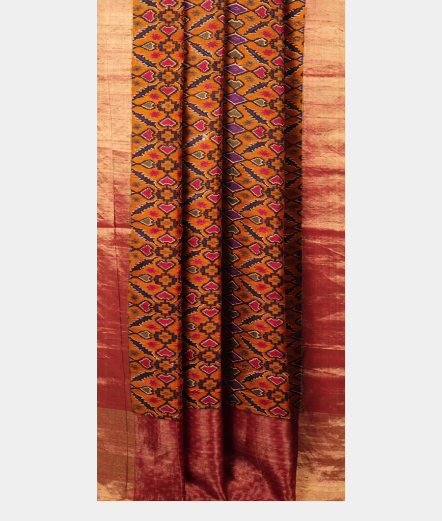 Mustard Yellow Printed Raw Silk Saree T2817122