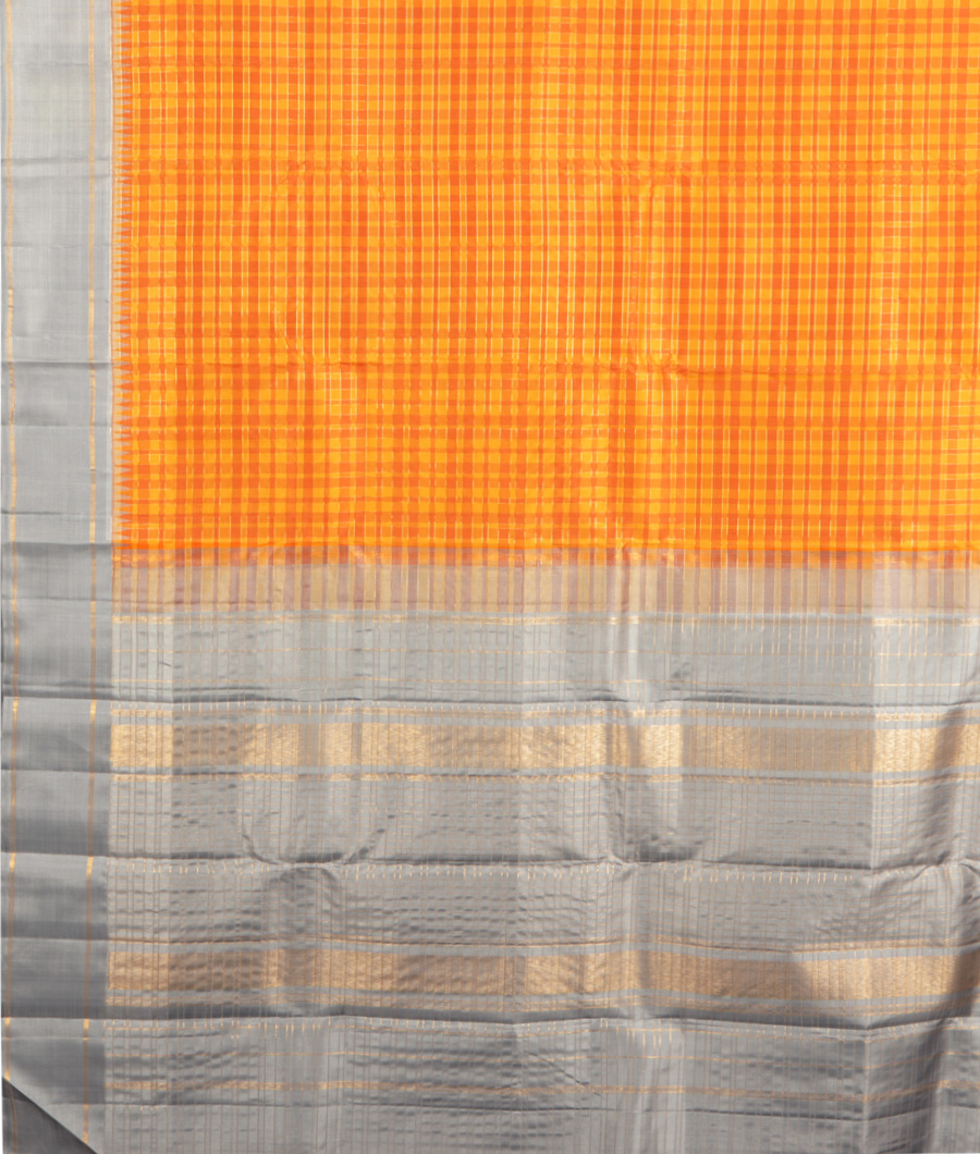 Yellow and Brown Handwoven Kanjivaram Silk Saree T1366674