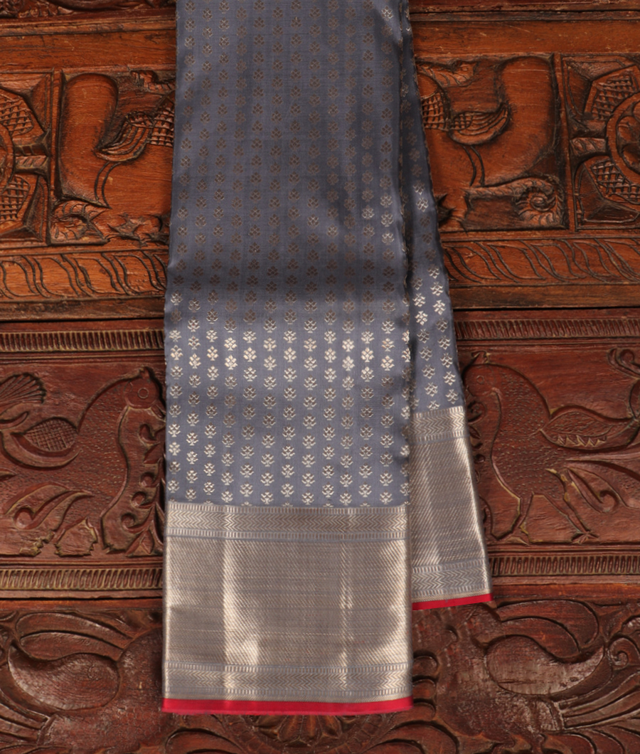 Bluish Grey Handwoven Kanjivaram Silk Saree T152776-image