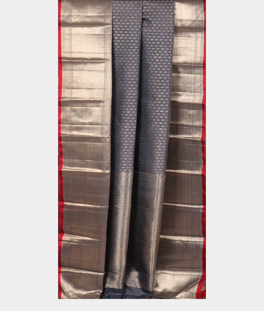 Bluish Grey Handwoven Kanjivaram Silk Saree T1527762