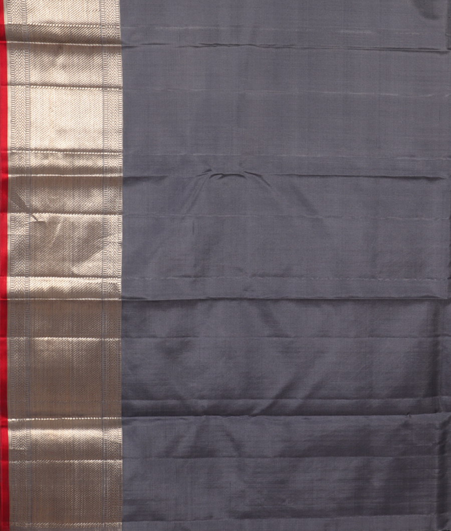 Bluish Grey Handwoven Kanjivaram Silk Saree T1527763