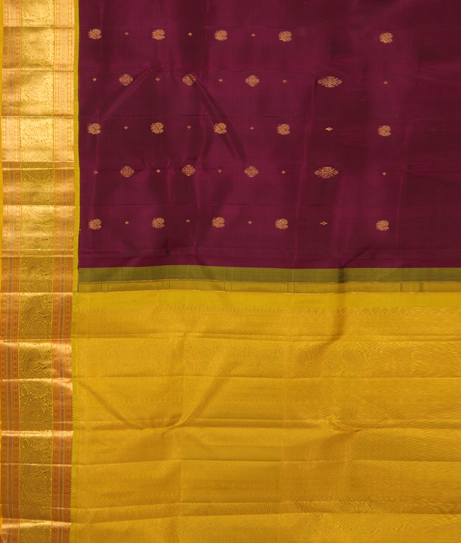 Purple Handwoven Kanjivaram Silk Saree T2957474