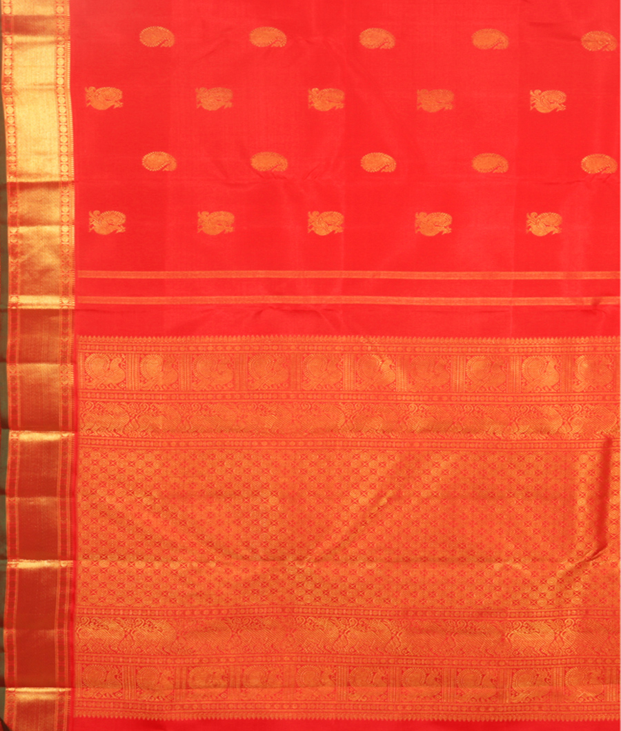 Red Handwoven Kanjivaram Silk Saree T2494874