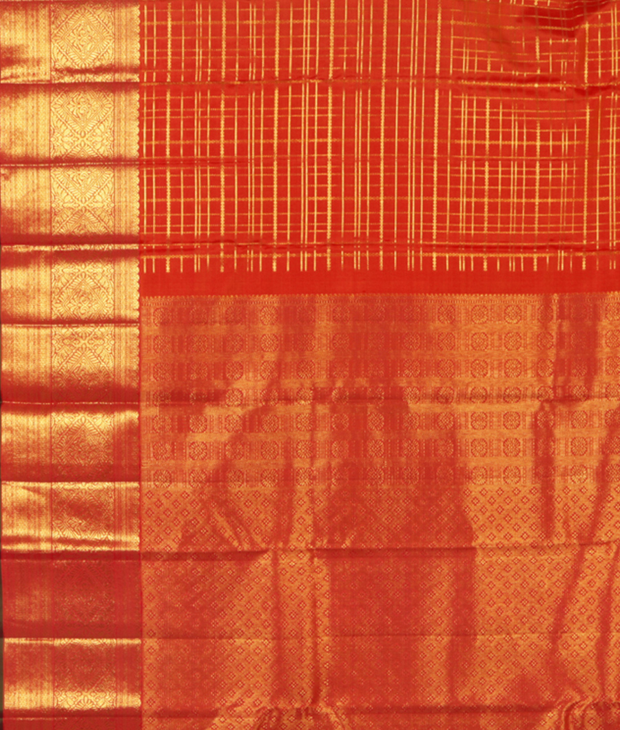 Pinkish Orange Handwoven Kanjivaram Silk Saree T2318024