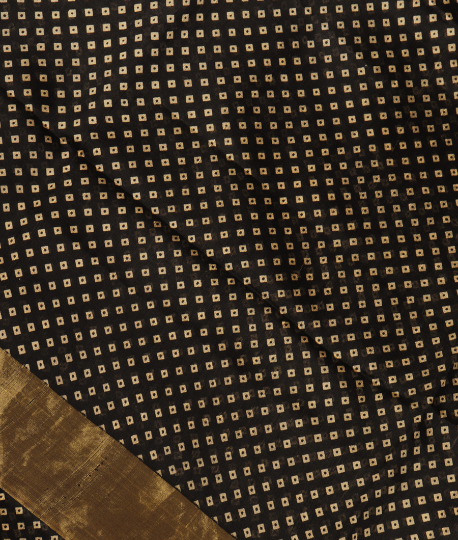 Black Printed Raw Silk Saree T281695-image