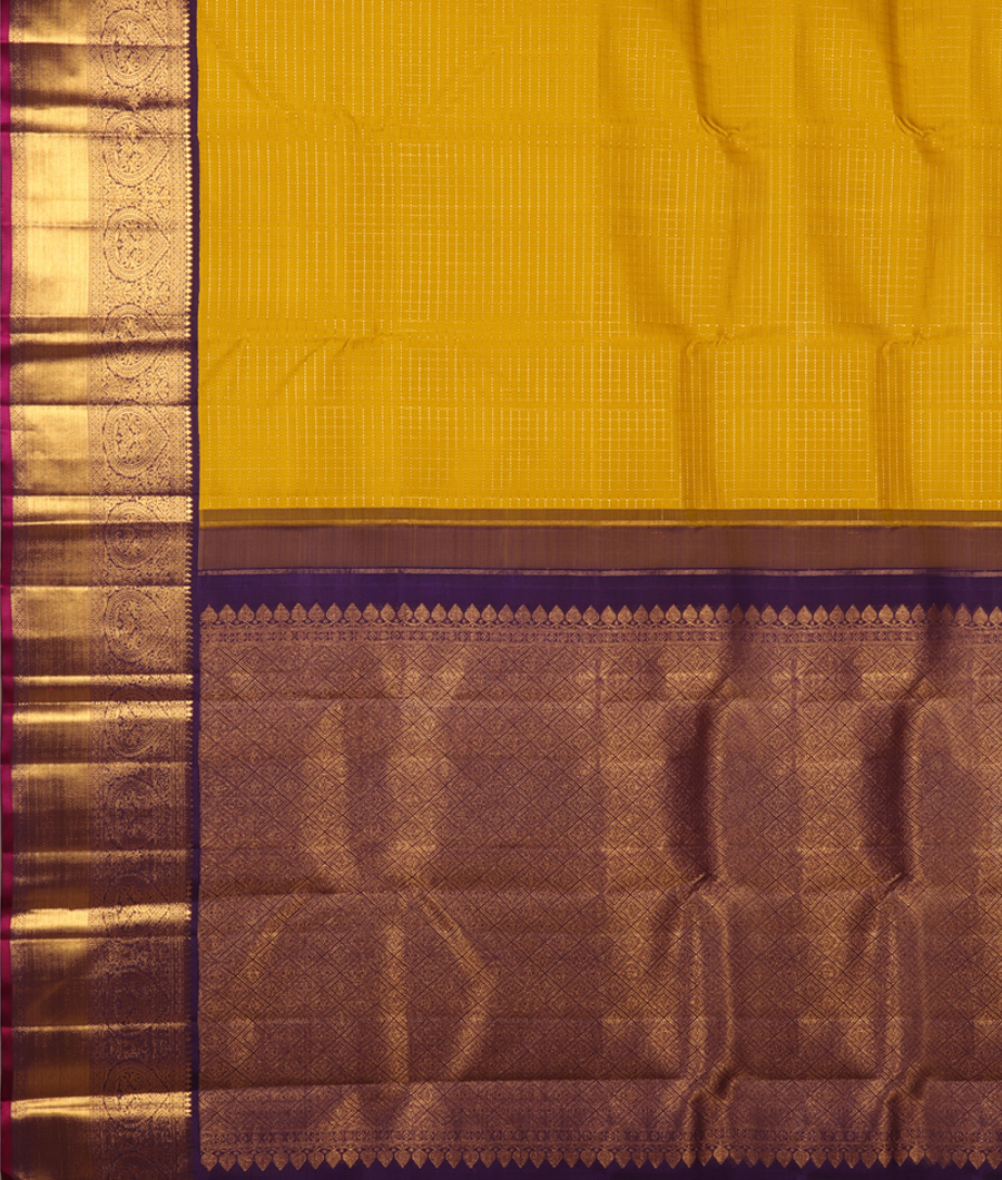 Yellowish Green Handwoven Kanjivaram Silk Saree T2957234