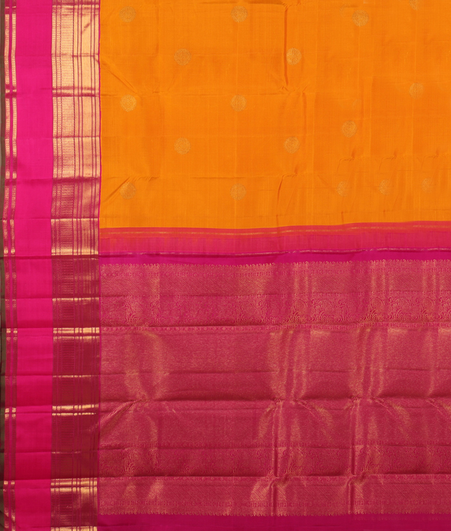 Yellow Handwoven Kanjivaram Silk Saree T2609954