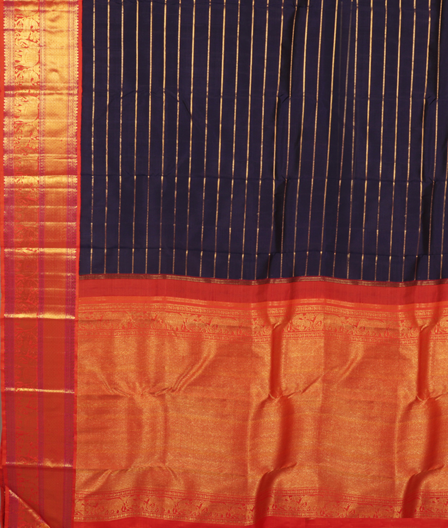 Blue Handwoven Kanjivaram Silk Saree T2872084