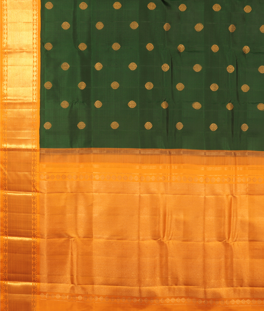 Bottle Green Handwoven Kanjivaram Silk Saree T2531324