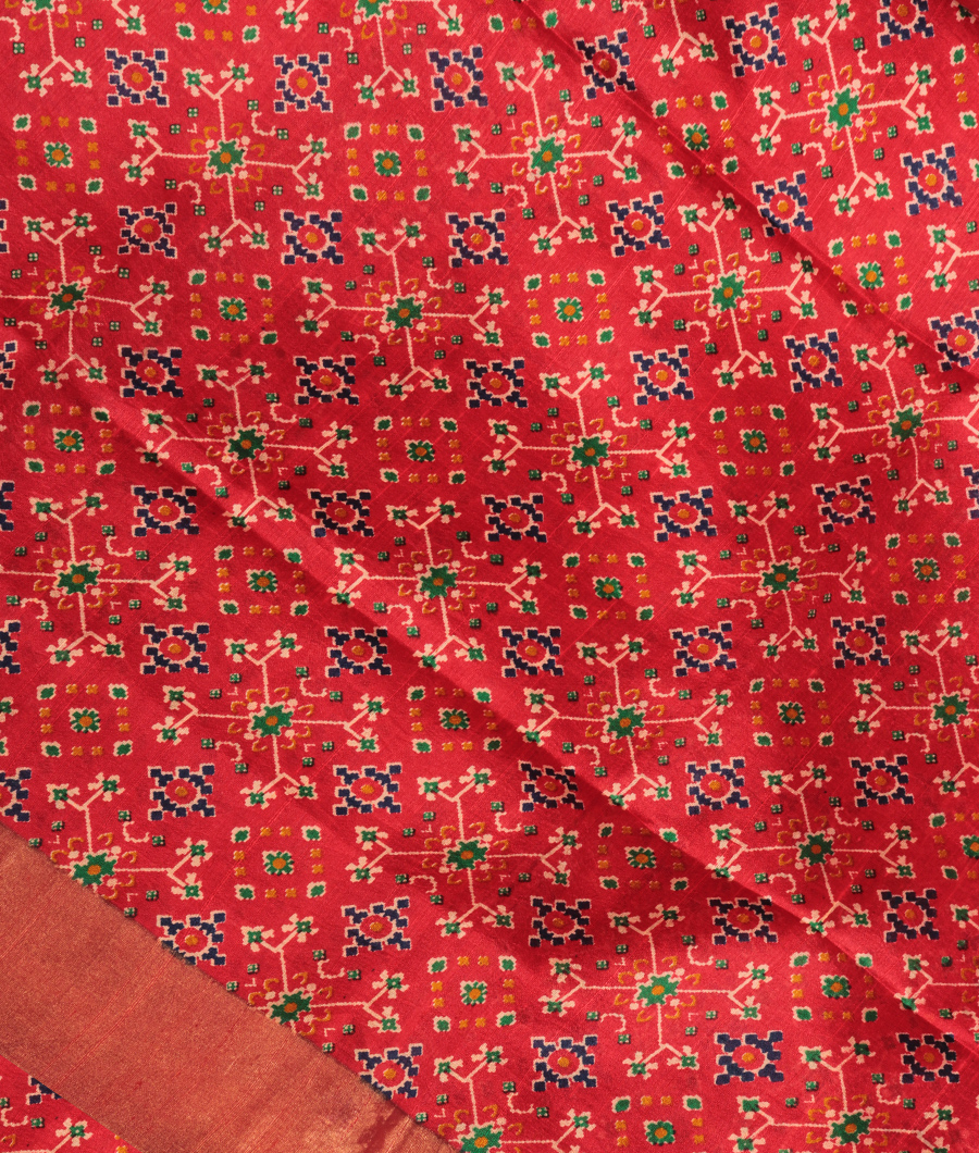 Red Printed Raw Silk Saree T291299-image
