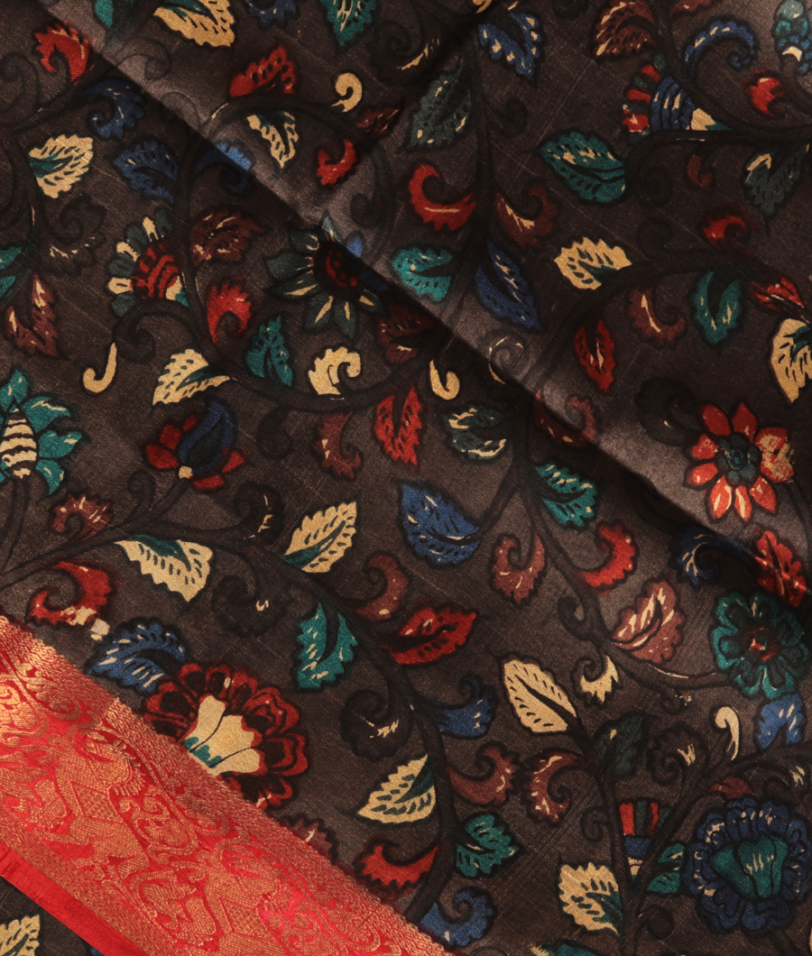 Grey Printed Raw Silk Saree T258636-image