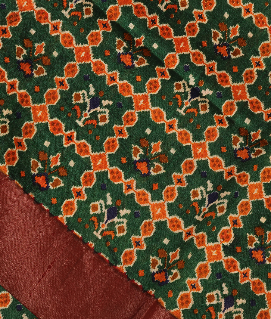 Green Printed Raw Silk Saree T281682-image