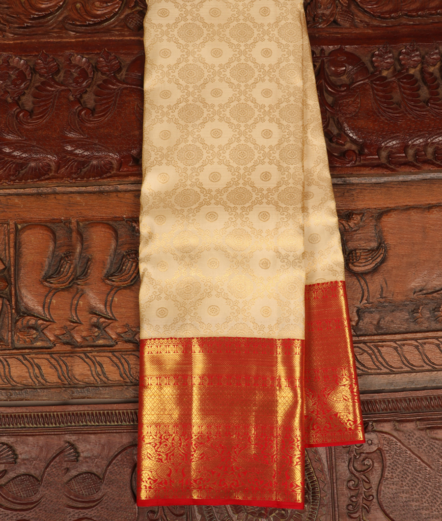 Cream Handwoven Kanjivaram Silk Saree T277080-image