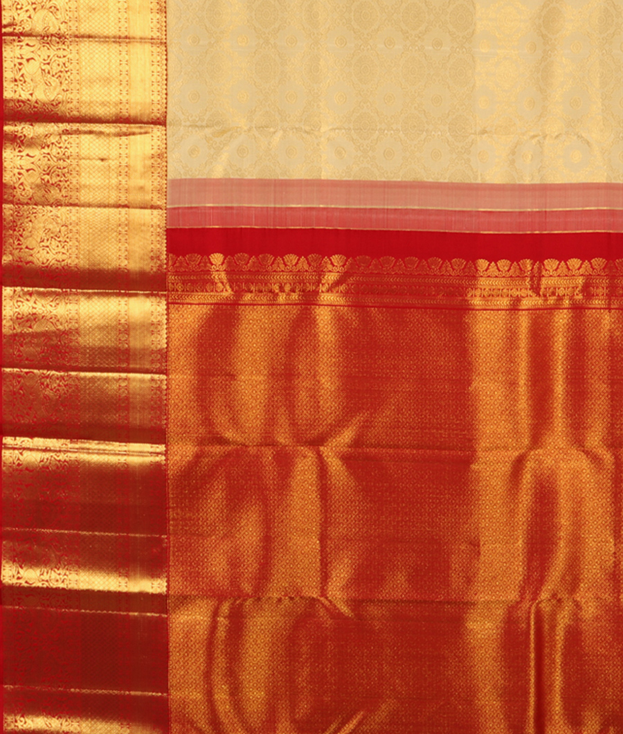 Cream Handwoven Kanjivaram Silk Saree T2770804