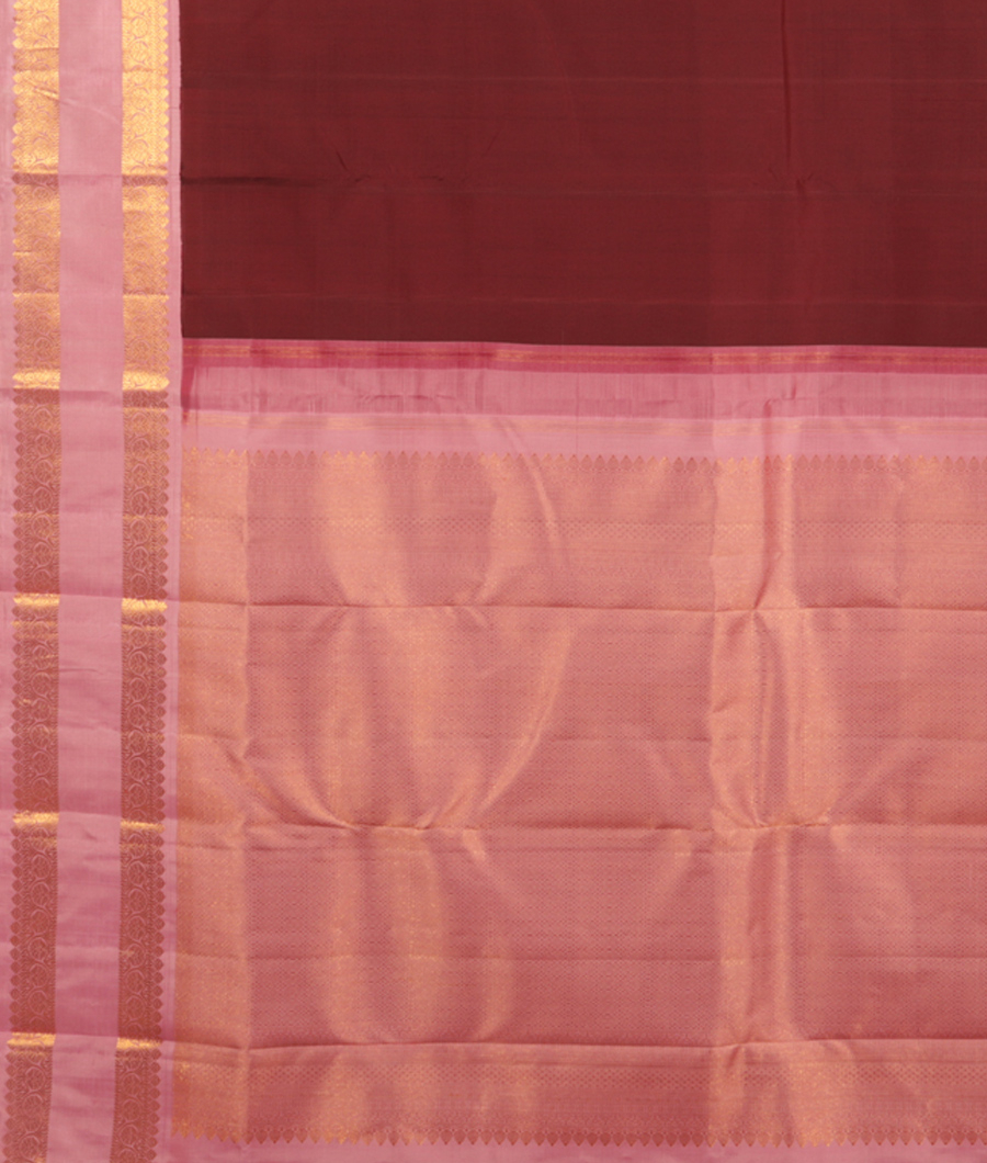 Deep Brown Handwoven Kanjivaram Silk Saree T2842544