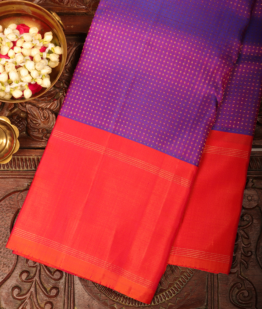 Purple Handwoven Kanjivaram Silk Saree -image