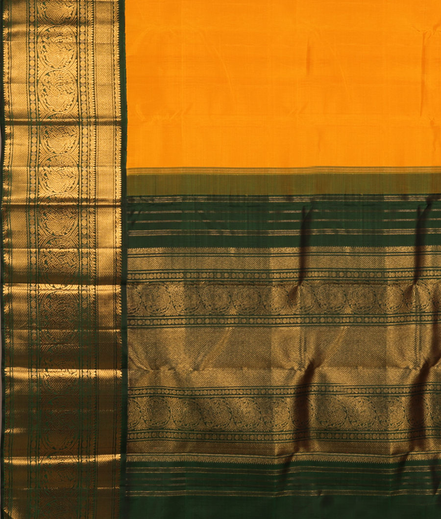 Yellow Handwoven Kanjivaram Silk Saree T2767924