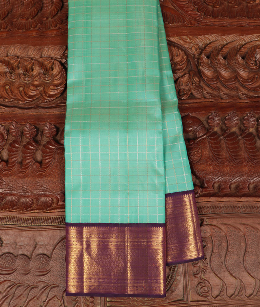 Greenish Blue Handwoven Kanjivaram Silk Saree T277007-image