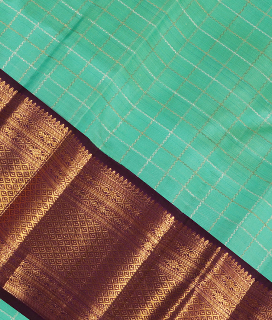 Greenish Blue Handwoven  Kanjivaram Silk Saree T2770075