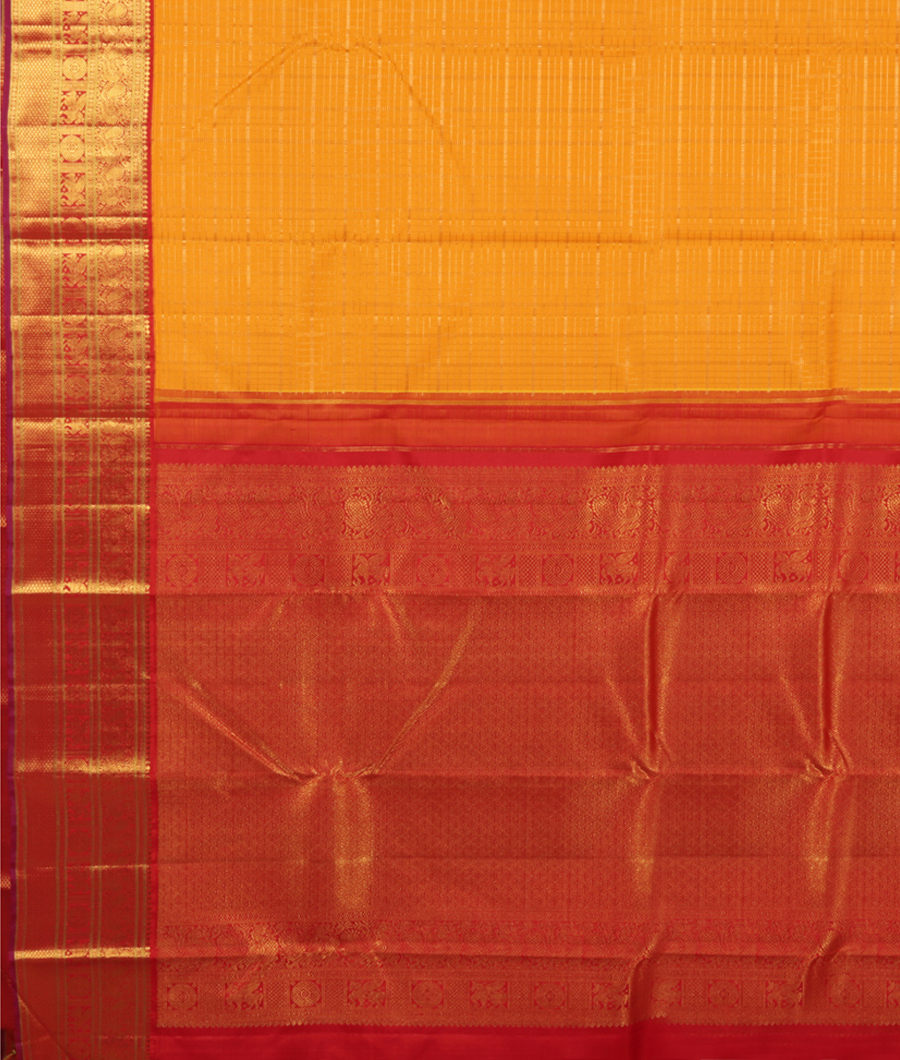 Yellow Handwoven Kanjivaram Silk Saree T2737804