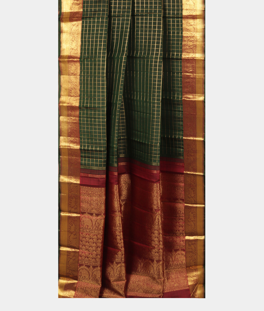 Green Handwoven Kanjivaram Silk Saree T2385262