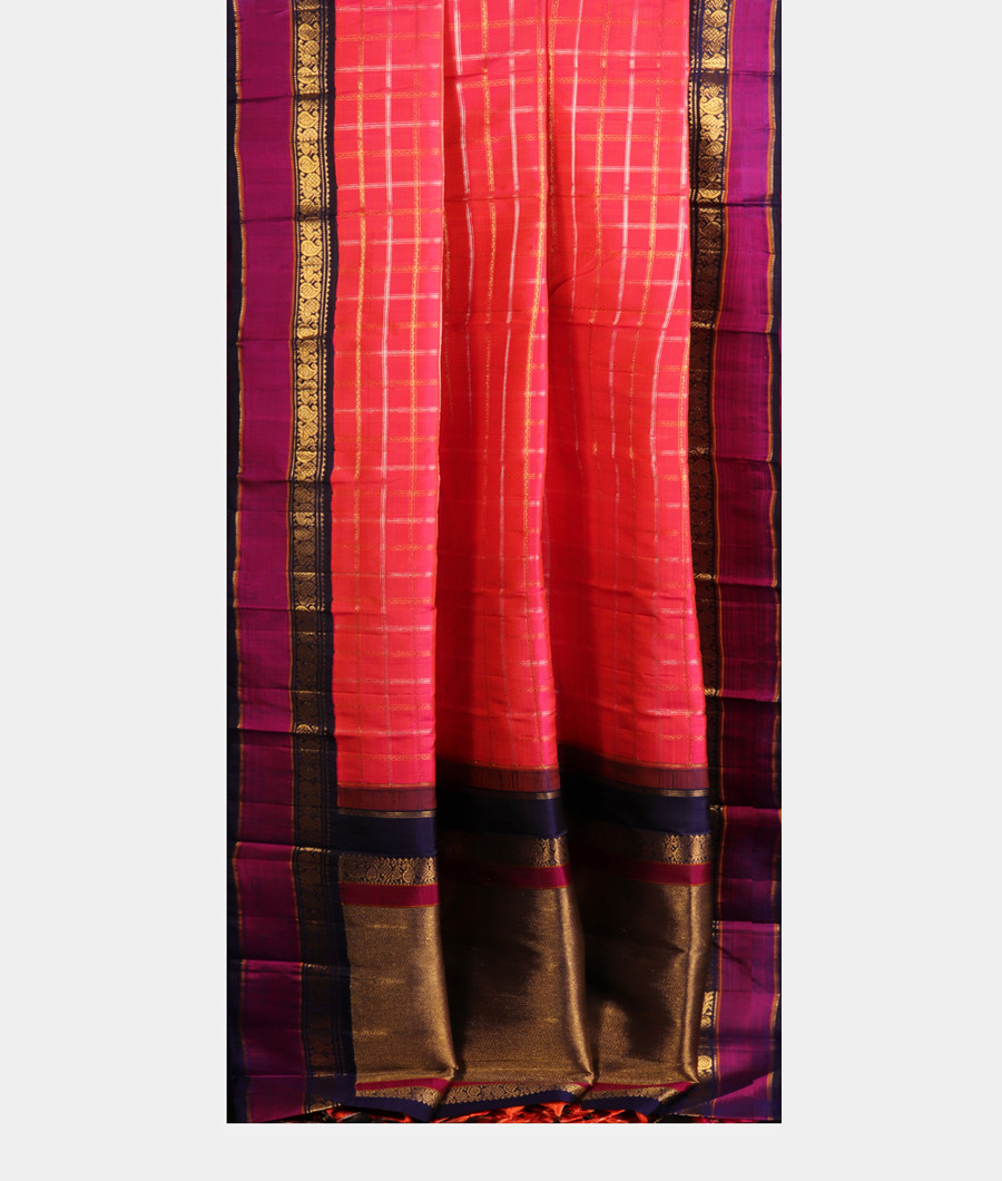 Pinkish Orange Handwoven Kanjivaram Silk Saree T2883522