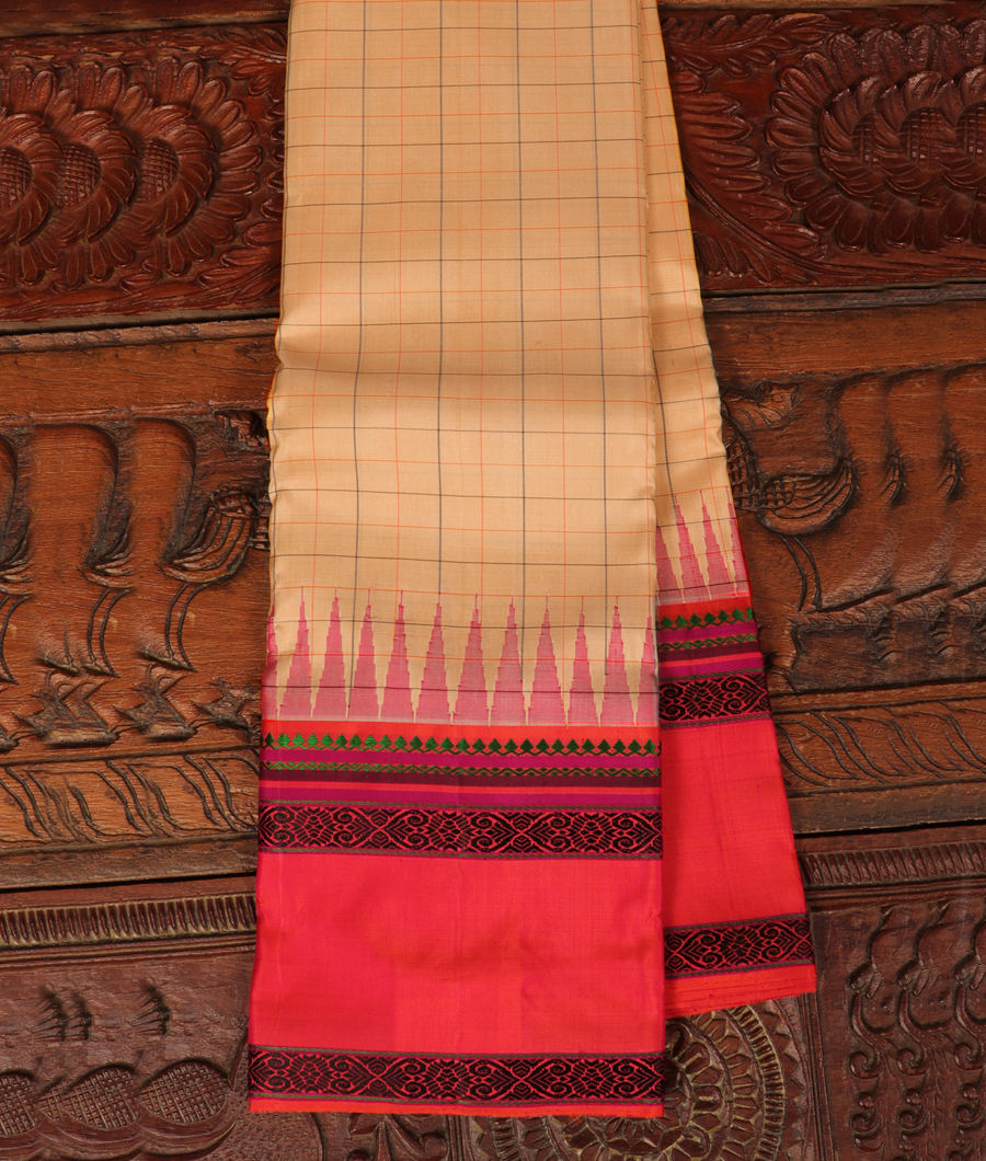 Beige Handwoven Kanjivaram Silk Saree T196776-image
