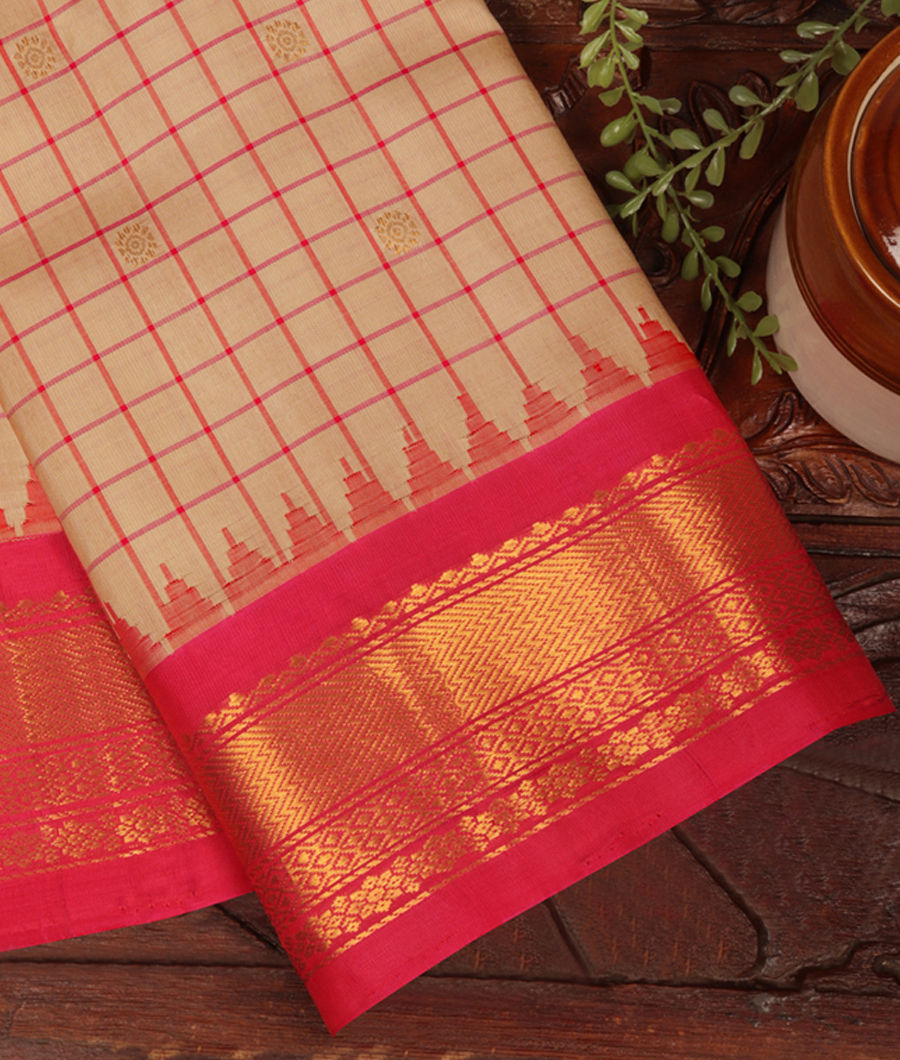 Beige Gadwal Silk Saree T277892-image